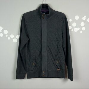 Ted Baker London Quilted Bomber Jacket Size 3 Leather Trim Zip Button Front